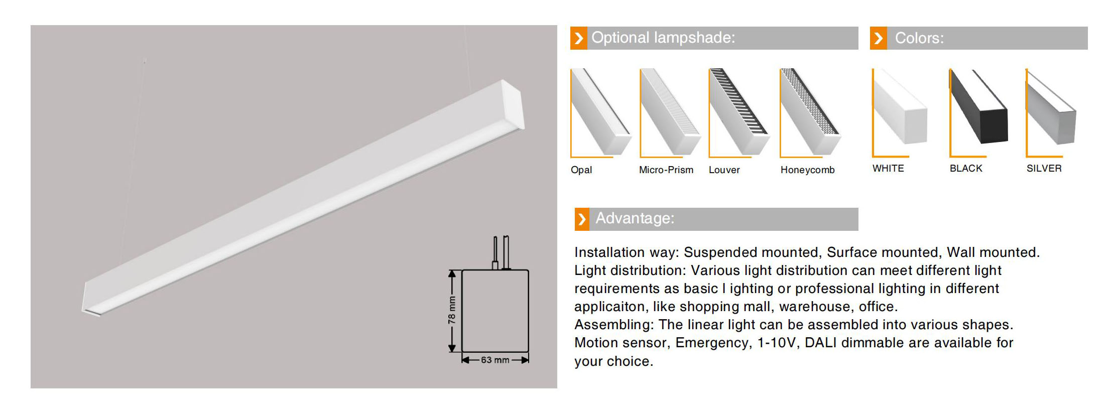 led linear suspension light